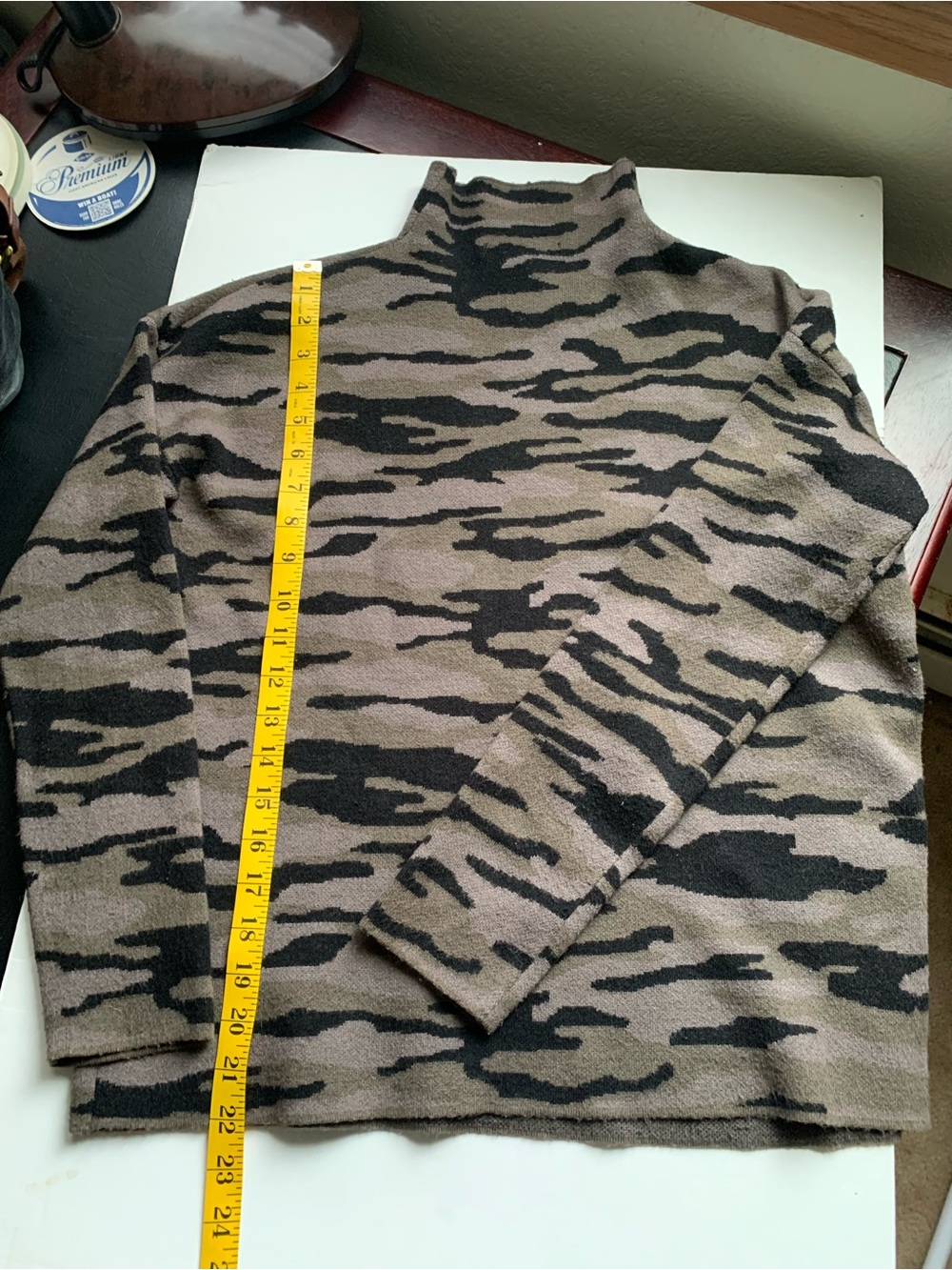 Tahari Black & Taupe Camouflage Turtleneck Sweater - Picture 4 of 8